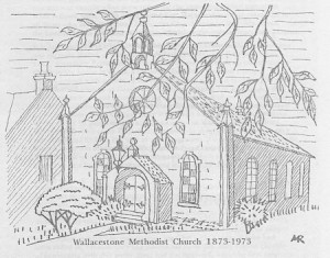 Cover of Wallacestone Methodist Church centenary booklet sketched by Anna Russell.